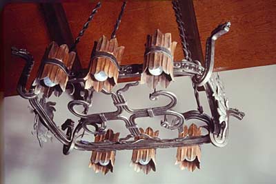"Mayan" Motif Chandelier by E. A. Chase